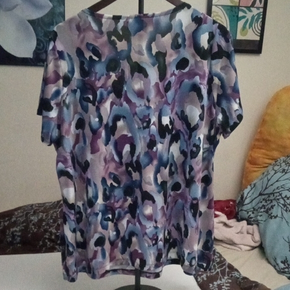 Jaclyn Smith Purple and Blue Cowl Neck Blouse - Picture 2 of 5